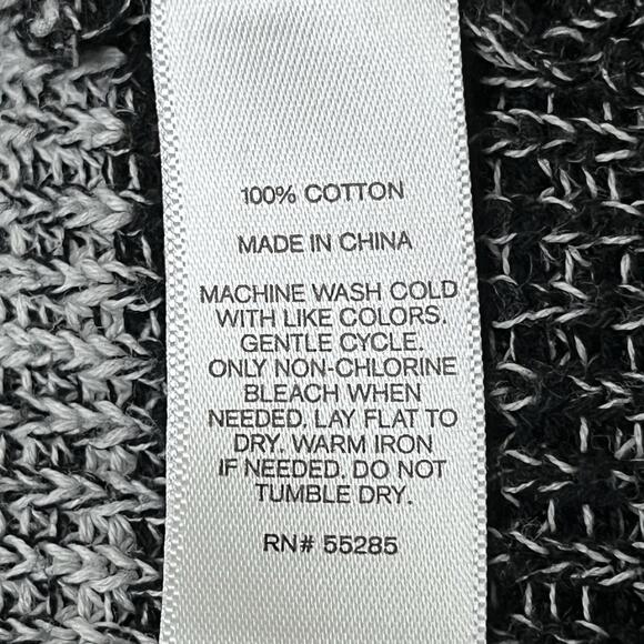 Express Y2K Striped Sweater Tunic S Grey Black Cotton V Neck Soft Knit Cozy - Picture 9 of 9